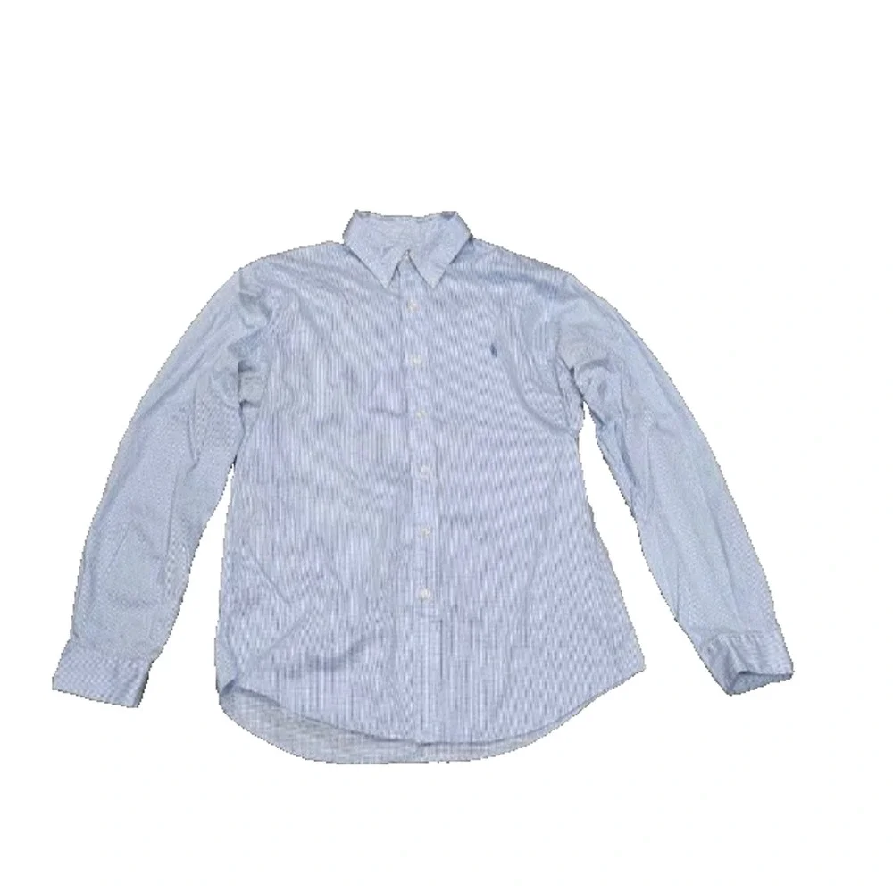 Polo Ralph Lauren blue cotton check shirt button down w/ logo Large A005922